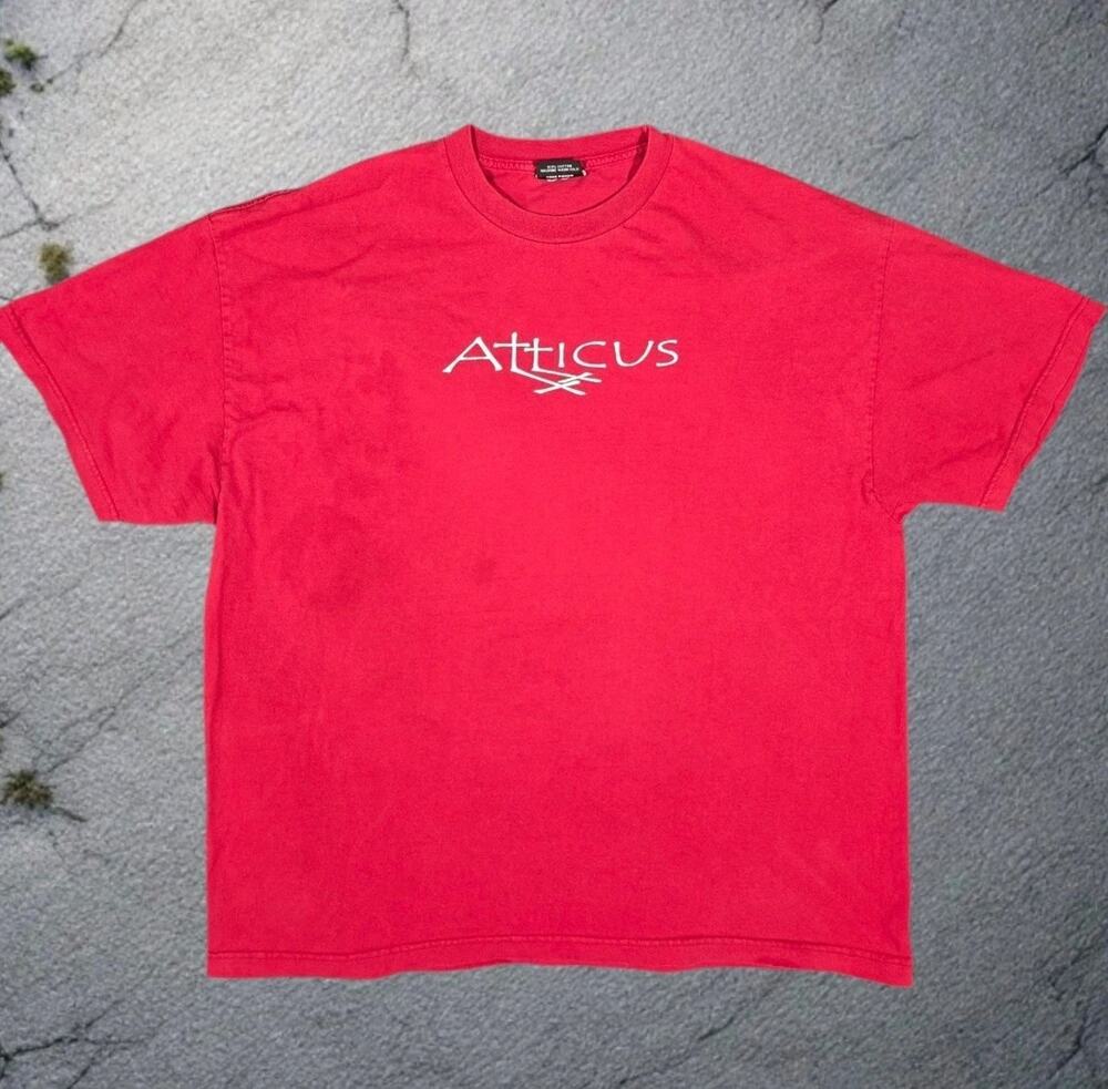 Y2K Atticus Double Cross T-Shirt Distressed Skater Punk Indie Sleaze Red Vtg 2XL